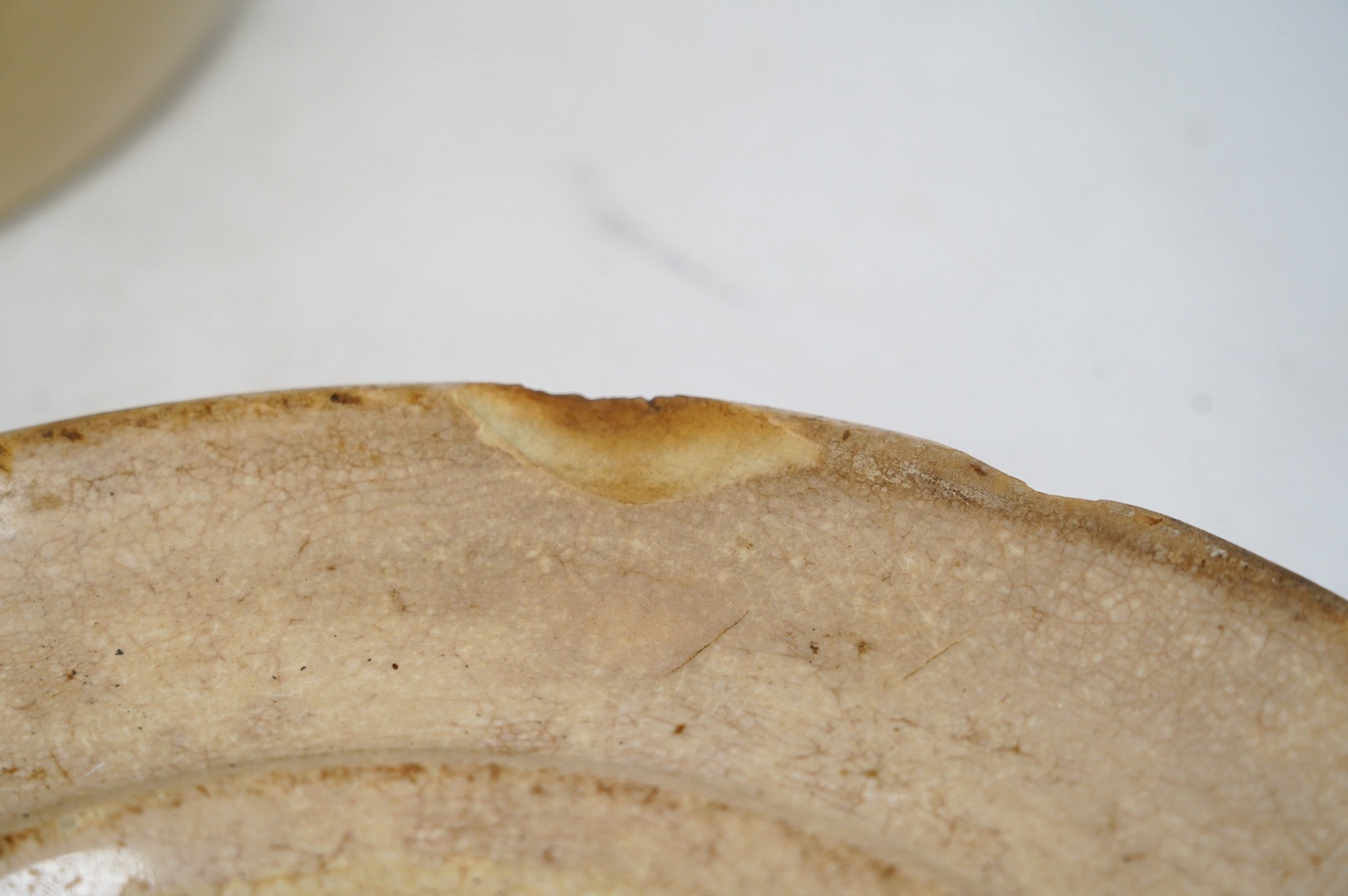 A Victorian Doulton Lambeth Improved Bread Pan, 32cm high, together with a Victorian pottery circular Margarine stand, 30cm diameter. Condition - poor to fair
